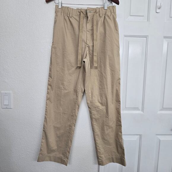 UNIQLO x JW Anderson Tan Belted Wide-Leg Pants Cotton Blend 27/30 Elastic Waist - Picture 1 of 9
